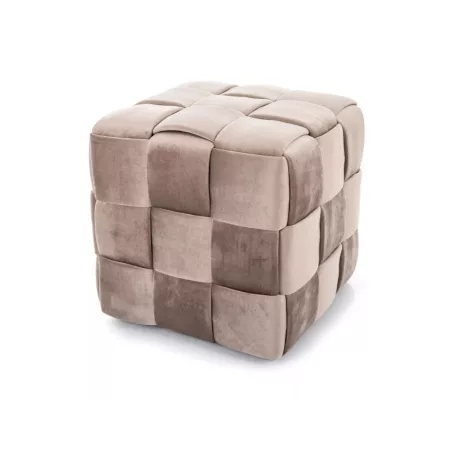 Casel bársony puff, 42X42, sötét bézs