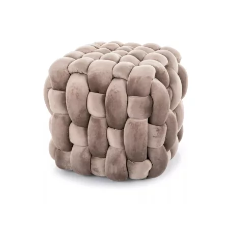 Faris bársony puff, 45X45, sötét bézs
