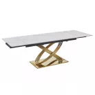 Hermész II. asztal, 160X90, aranysárga, fehér fényes, márványhatású