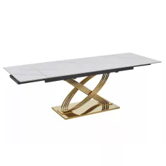   Hermész II. asztal, 160X90, aranysárga, fehér fényes, márványhatású