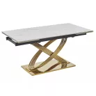 Hermész II. asztal, 160X90, aranysárga, fehér fényes, márványhatású