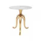 Kígyó dohányzóasztal, aranysárga, fehér fényes, márványhatású