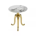 Kígyó dohányzóasztal, aranysárga, fehér fényes, márványhatású