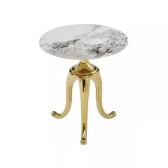   Kígyó dohányzóasztal, aranysárga, fehér fényes, márványhatású