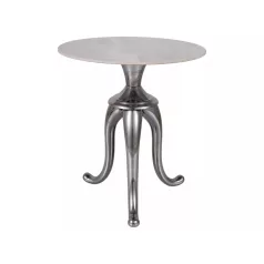   Kígyó dohányzóasztal, ezüst, fehér fényes, márványhatású