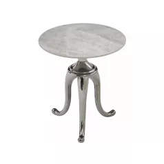   Kígyó dohányzóasztal, ezüst, fehér fényes, márványhatású