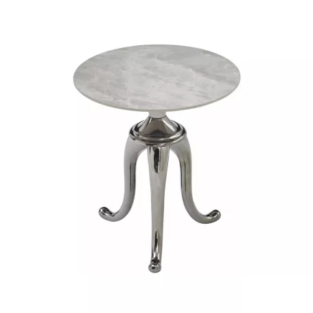 Kígyó dohányzóasztal, ezüst, fehér fényes, márványhatású