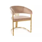 Korona bársony szék, aranysárga, bézs