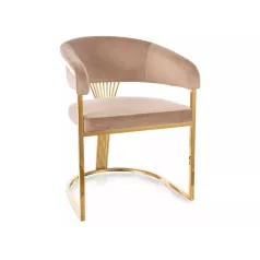 Korona bársony szék, aranysárga, bézs