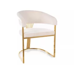 Korona bársony szék, aranysárga, világos bézs