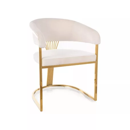 Korona bársony szék, aranysárga, világos bézs