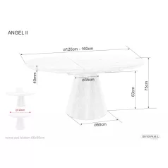 Angyal II asztal, matt fekete, szürke, márványhatású