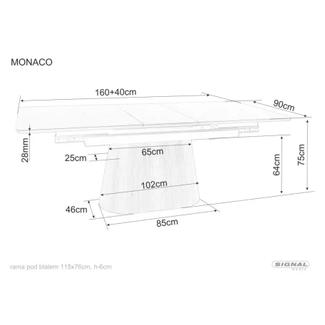 Monaco asztal, 160X90, tölgy, travertin bézs matt