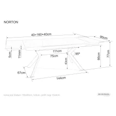 Norton-asztal, 160X90, fekete, travertin bézs matt