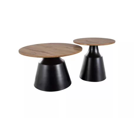 Itaka dohányzóasztal szett, matt fekete, kézműves tölgy