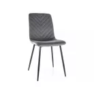 Daren bársony szék, matt fekete, szürke