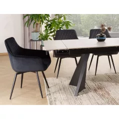 Marlo bársony szék, matt fekete, fekete