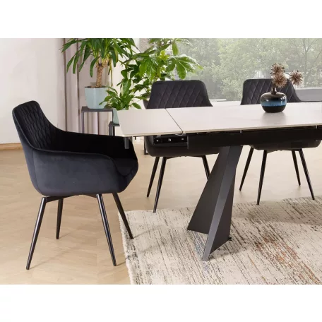 Marlo bársony szék, matt fekete, fekete