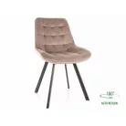 Monti bársonyszék, matt fekete, sötét bézs