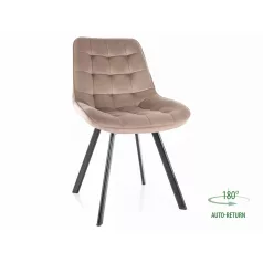 Monti bársonyszék, matt fekete, sötét bézs