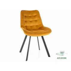 Monti bársonyszék, matt fekete, curry