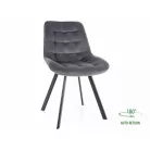 Monti bársonyszék, matt fekete, szürke