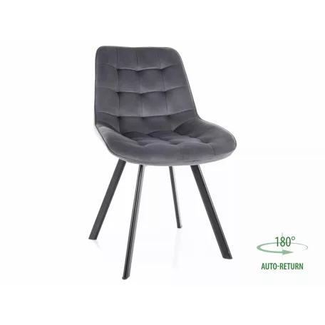 Monti bársonyszék, matt fekete, szürke