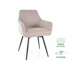 Servio Brego szék, matt fekete, világos bézs