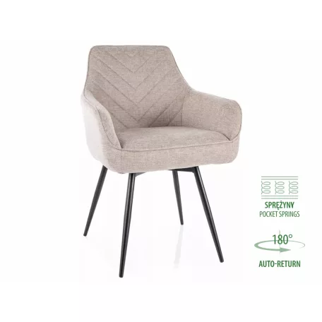 Servio Brego szék, matt fekete, világos bézs