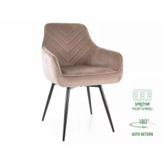 Servio bársony szék, matt fekete, sötét bézs