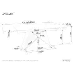 Armando asztal, 160X90, matt fekete, matt fekete