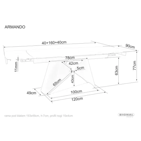 Armando asztal, 160X90, matt fekete, matt fekete