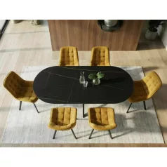 Gaston Ceramic 140 asztal, 140X80, matt fekete, matt fekete