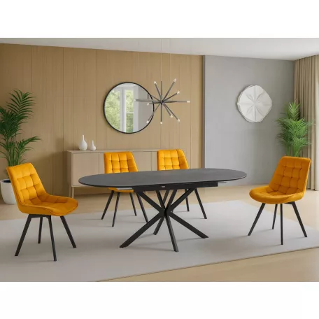 Gaston Ceramic 140 asztal, 140X80, matt fekete, matt szürke