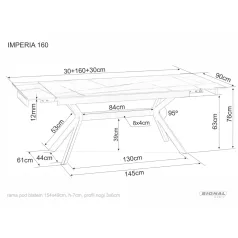 Imperia 160 asztal, 160X90, matt fekete, matt fekete