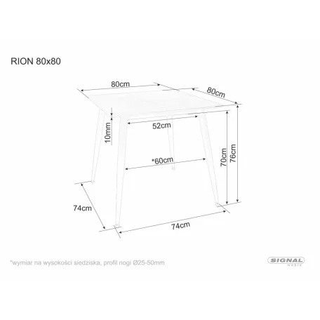Rion 80 asztal, 80X80, matt fekete, matt fekete