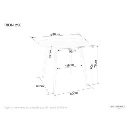 Rion asztal 90 mm, matt fekete, matt fekete