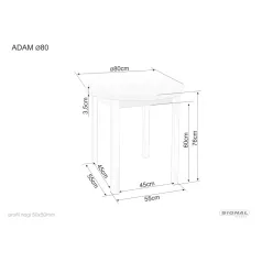 Adam asztal fi80, kasmír, Cremona Torro tölgy