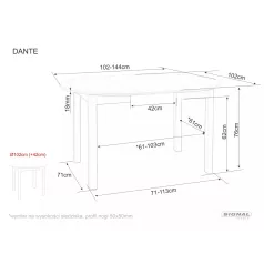 Dante asztal, kasmír, Cremona Torro tölgy