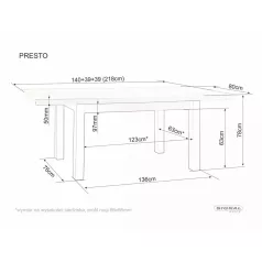Presto asztal, 140X80, kasmír, Cremona Torro tölgy
