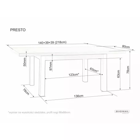 Presto asztal, 140X80, Cremona Torro tölgy, kasmír