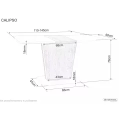   Calipso asztal, 110X68, kasmír + cremona tölgyfa, kasmír + cremona tölgyfa
