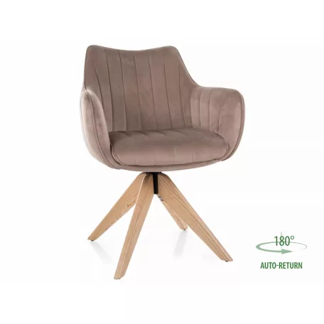 Azalia D bársony szék, tölgy, sötét bézs
