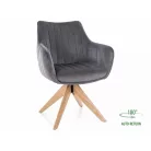 Azalia D bársony szék, tölgy, szürke