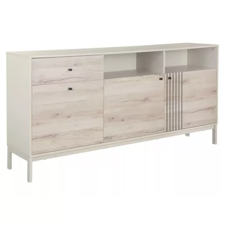 Frost K1 fiókos szekrény, 180X40, piszkosfehér, törtfehér + alpesi tölgy