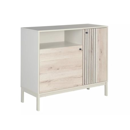 Frost K2 Fiókos Komód, 100X40, piszkosfehér, törtfehér + alpesi tölgy