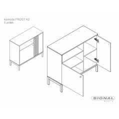   Frost K2 Fiókos Komód, 100X40, piszkosfehér, törtfehér + alpesi tölgy