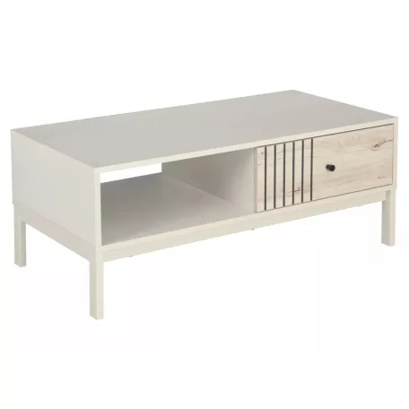 Frost L5 dohányzóasztal, 100X50, piszkosfehér, törtfehér + alpesi tölgy