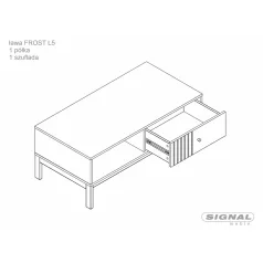   Frost L5 dohányzóasztal, 100X50, piszkosfehér, törtfehér + alpesi tölgy