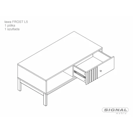 Frost L5 dohányzóasztal, 100X50, piszkosfehér, törtfehér + alpesi tölgy